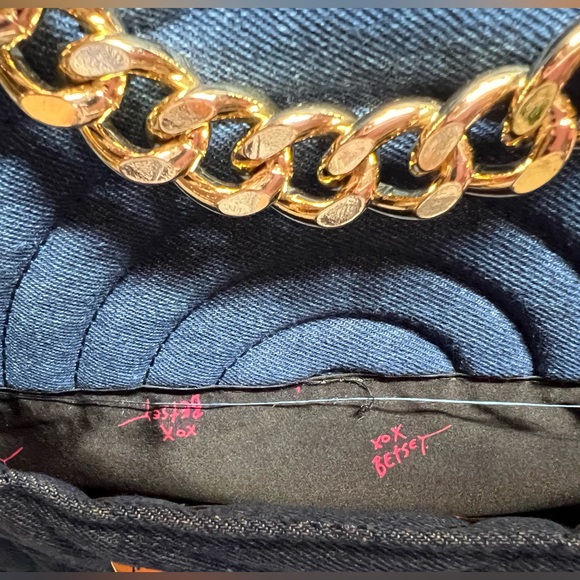 Betsy Johnson NWT Denim Blue Quilted Backpack with Small  Brown Purse (P034) - Picture 5 of 16